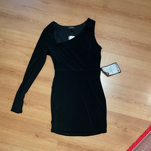 NWT Asymmetric black mini dress - Picture 4 of 7